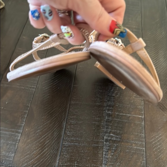 Aldo Rose Gold & Cream Sandals T-Bar Style - Picture 6 of 8